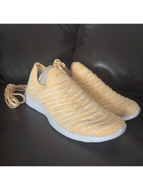 APL Techloom Wave Mens Shoes Size 12 Yellow Knit Lightweight Sneakers breathable
